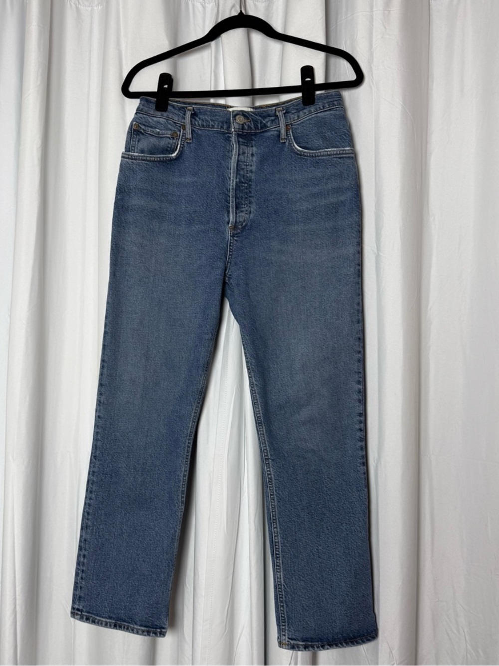 AGOLDE Riley Cropped Jeans High Rise Straight Leg Button Fly 31